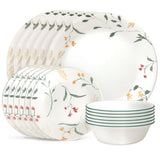 Corelle Vitrelle 18 Piece Glass Dinnerware Sets Service for 6. Triple Layer Chip & Crack Resistant Glass Plate and Bowl Sets. Wildflower