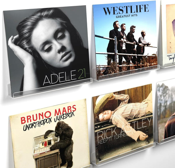Vinyl Record Shelf Wall Mount. 12 inch Clear Acrylic Album Record Holder Display. Floating Shelves for Wall. Magazine Shelf. Kids Bookshelf. Suitable for Bedroom. Living Room. etc.¡ª6 Pack